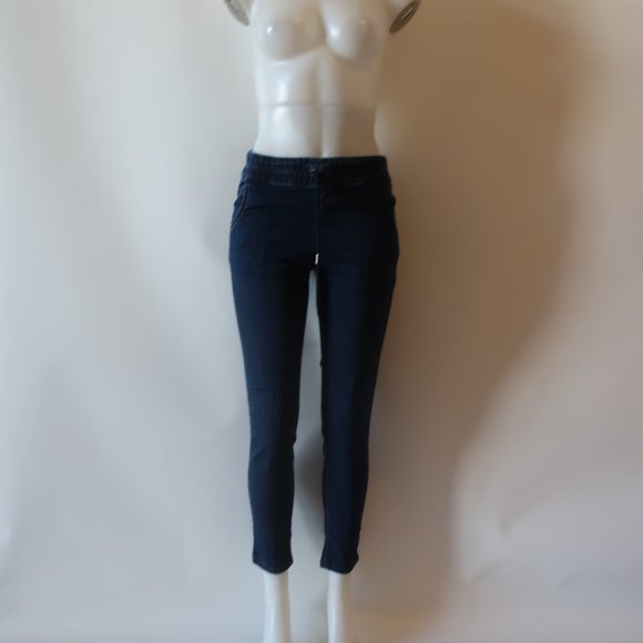 BEVY Blue Elastic Waist Dark Blue Skinny Jogger Jeans Sz 27* - Picture 2 of 9